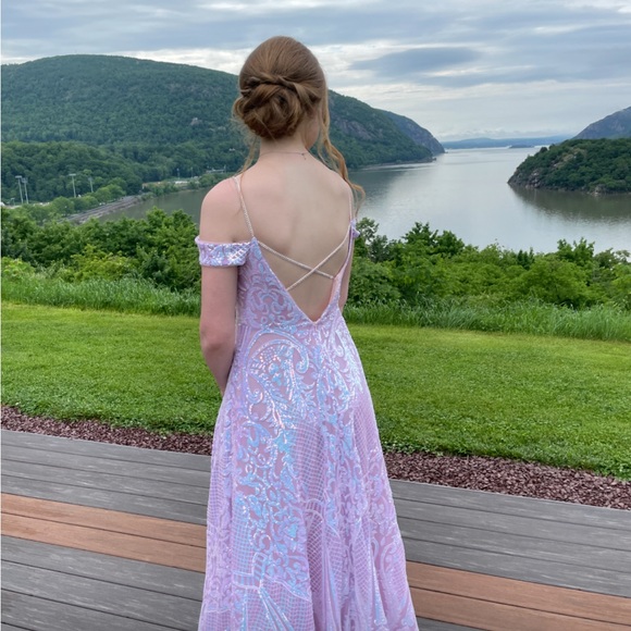 David’s Bridal stunning off the shoulder prom dress worn once - Picture 2 of 5